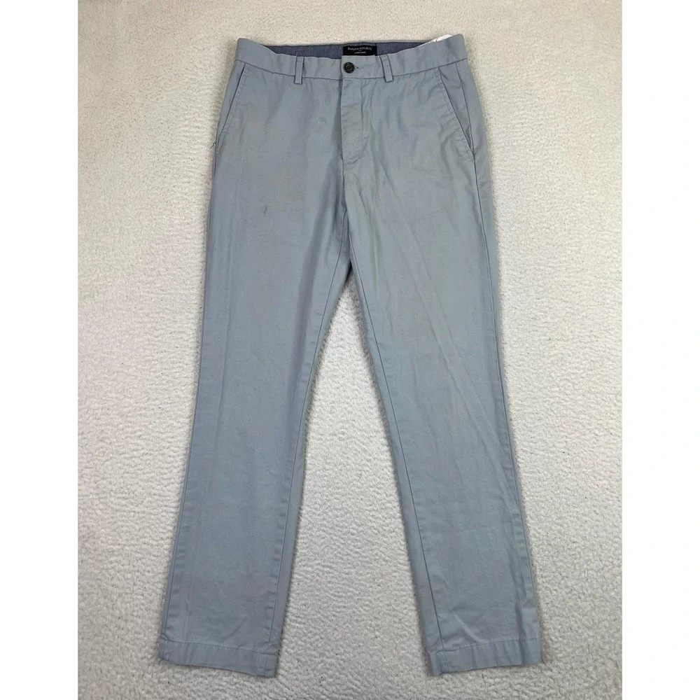 Banana Republic Mens 31x32 Soft Blue Aiden Chino Pants Flat Front‎ Cotton Slim